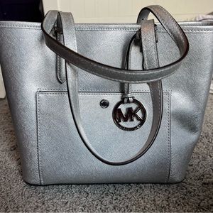 silver michael kors purse